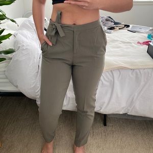 Missguided olive trousers with side tie // size 2